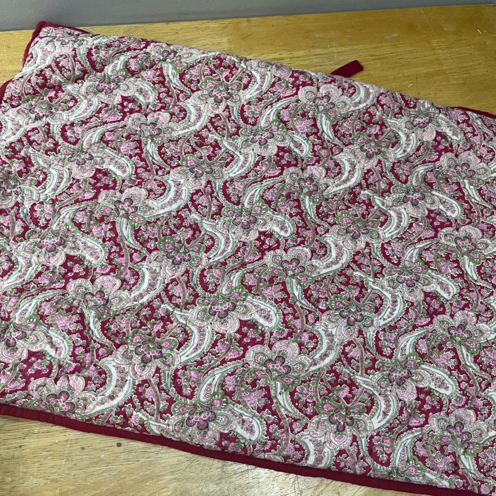 Pottery Barn Red Paisley‎ Floral Quilted Standard Pillow Sham Cotton Boho
